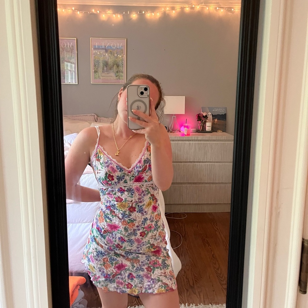 Hanky Panky White and Pink Floral Mini Dress